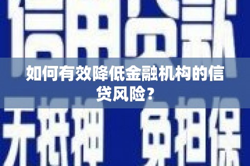 龙亭如何有效降低金融机构的信贷风险？