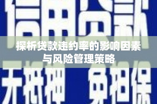 龙亭探析贷款违约率的影响因素与风险管理策略